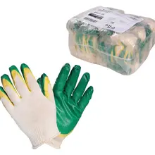 Перчатки ХБ с двойным латексным покрытием ладони, зеленые(1 пара) AIRLINE AWG-C-08