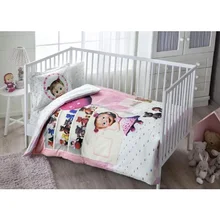 Сделано в Турции, детская кроватка Маша, постельное белье, пододеяльник, набор для мальчиков и девочек, детская кроватка с мультяшными животными, хлопок, мягкая, противоаллергическая