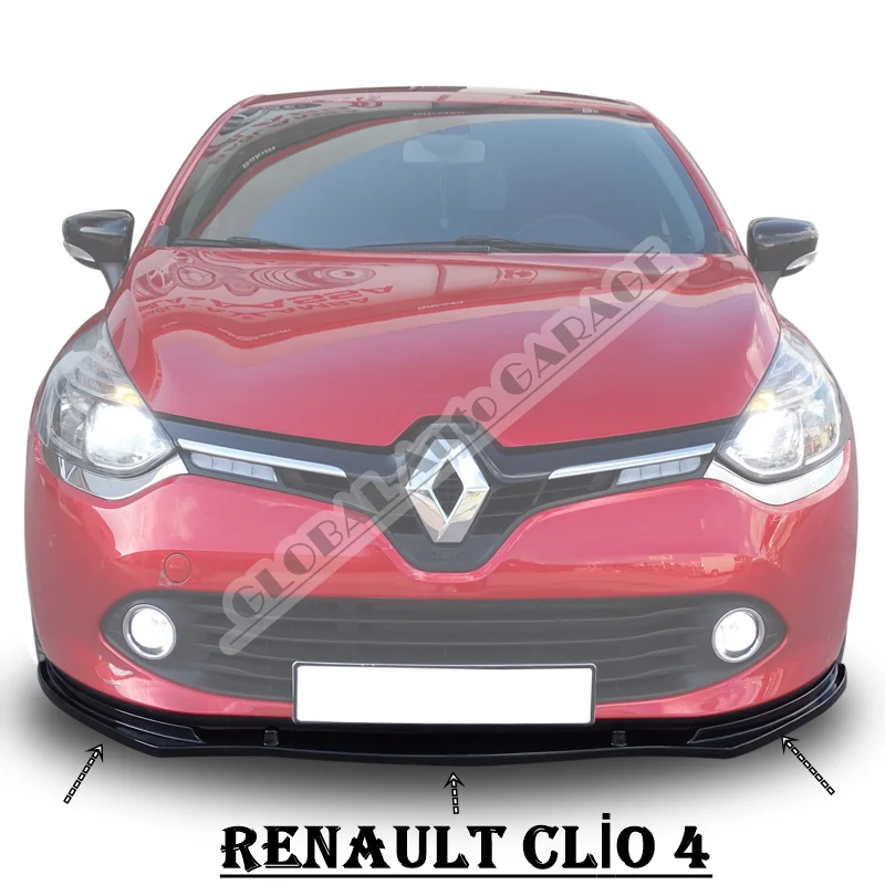 Накладка на передний бампер для Renault clio 4 губа 2012-2019 глянцевый черный разделитель