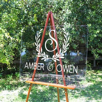 

Wreath Wedding Welcome Sign Clear Acrylic Wedding Sign,Custom Welcome Sign for Wedding Decor,Entrance Guest Welcome Wedding Sign