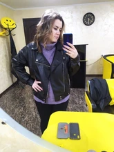 Jacket Women Basic-Coat Moto Aelegantmis Faux-Leather Plus-Size Winter Outerwear Autumn