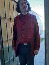 Chaleco Steampunk de Cachemira con doble botonadura para hombre, abrigo Floral gótico, traje de Cosplay victoriano, XXL