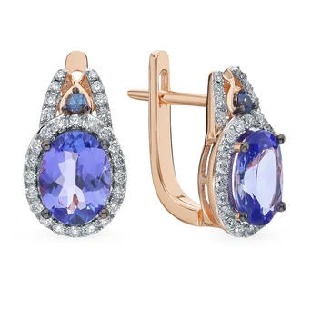 

Gold earrings with tanzanite, sapphires and diamonds sunlight sample 585