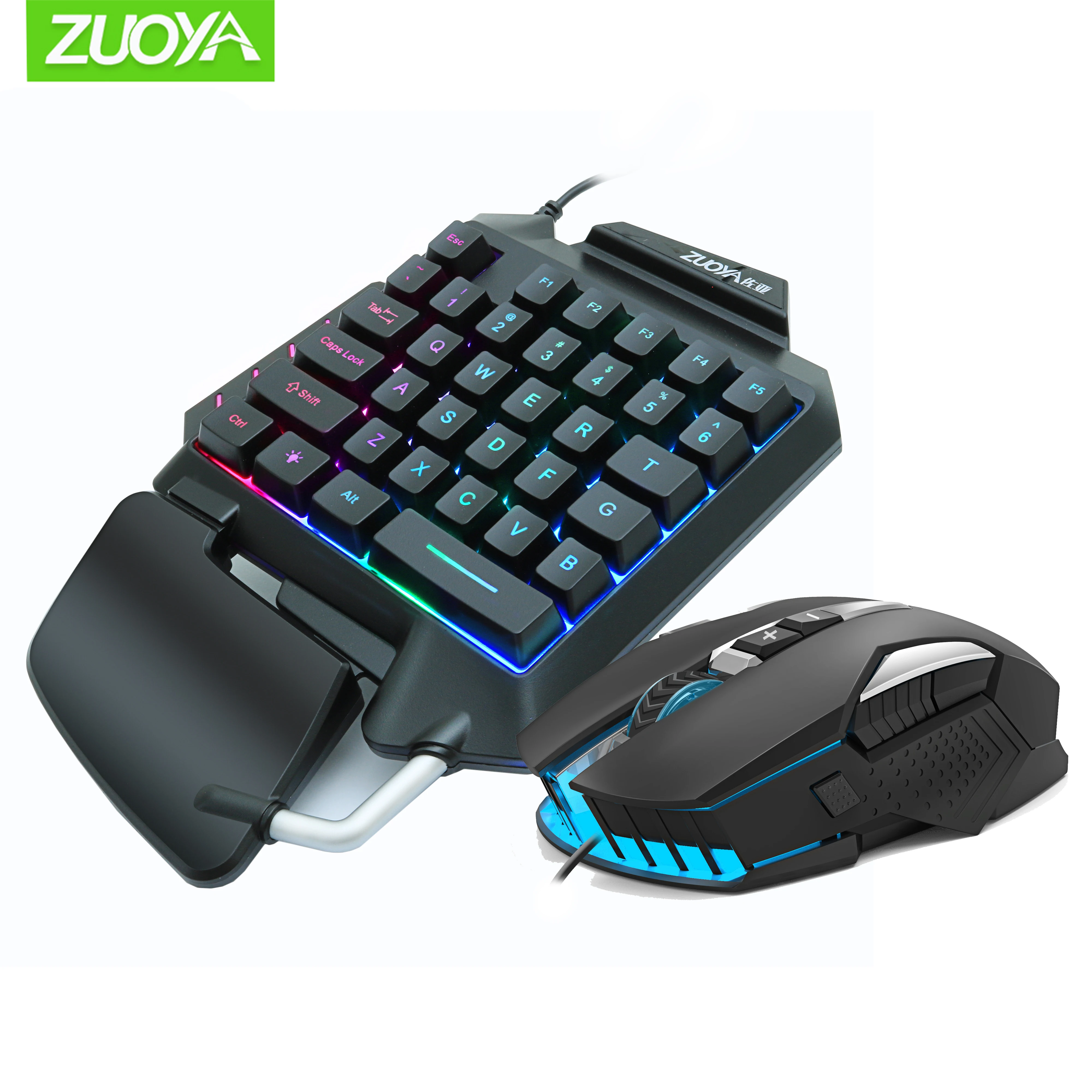 

ZUOYA 35 keys Backlight One-Handed Game Keyboard Mouse Set wired Gamer Gaming Mouse and Keyboard Kit For pro gamer