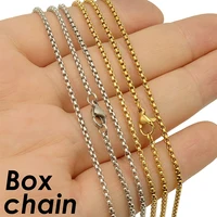 10 Pièces Chaîne de Boîte Ronde Collier Couleur Or 2mm 3mm Chaîne de Boîte en Acier Inoxydable pour Hommes ou Femmes 5