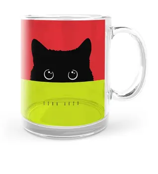 

Personalized Black Kitty Cat Glass Mug Cup-7