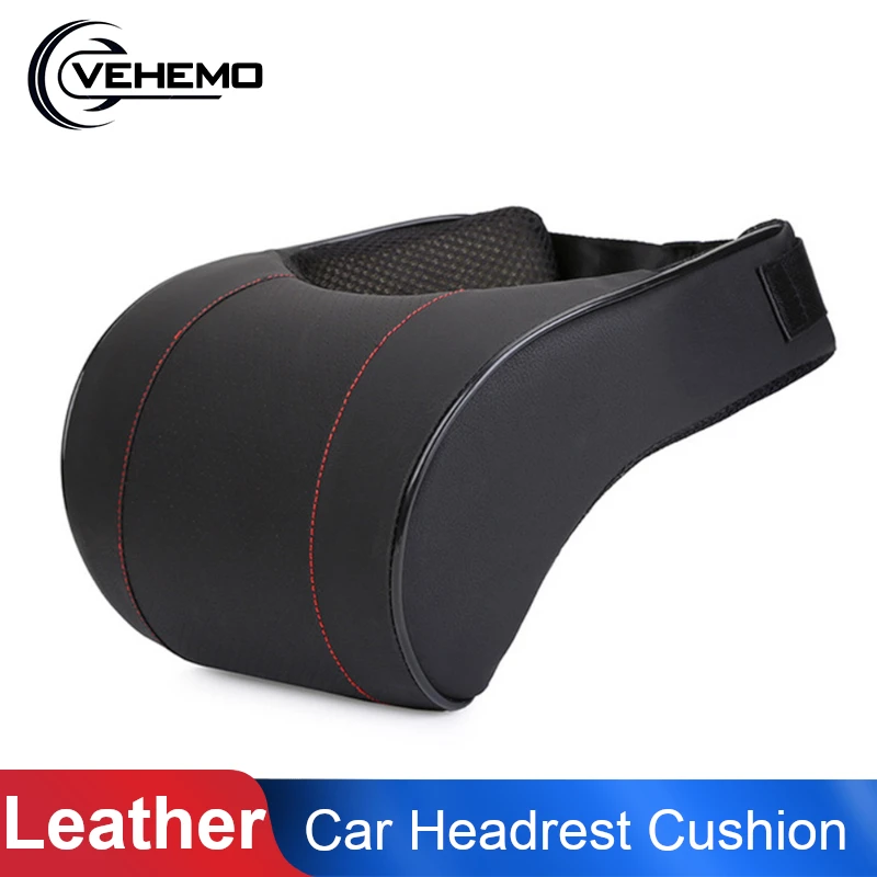 

Vehemo PU Leather Memory Cotton Car Headrest Neck Pillow Headrest Breathable Slow Resilience Cervical Protection Head Protector
