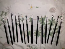 Conjunto de negras brochas maquillaje BEILI, brochas profesionales de pelo Natural de cabra, brochas para base de maquillaje en polvo, brochas para mezclar ojos y maquillaje