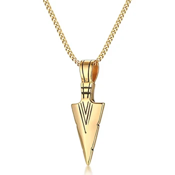 

Chavin ED09 Striped Arrow Design Steel Men's Necklace Yellow