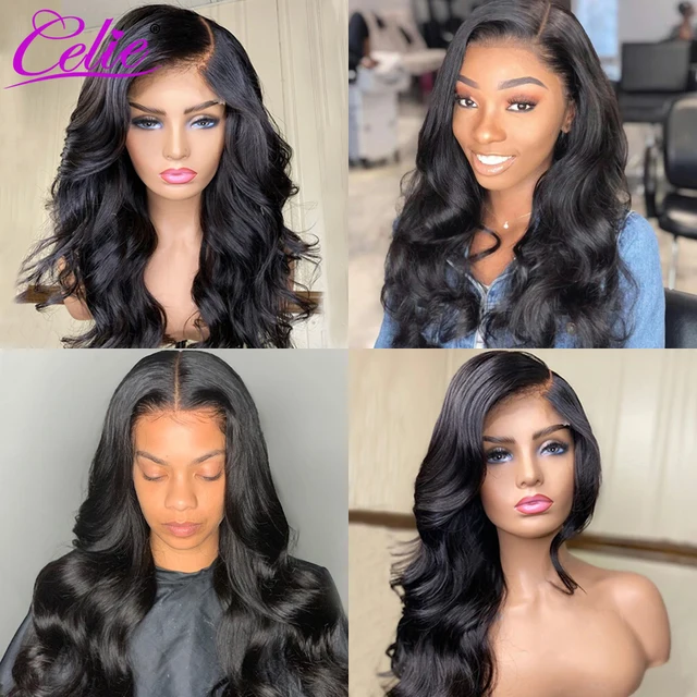 Celie Body Wave HD Lace Frontal Wig 13x6 Transparent Lace Wigs For Women Human Hair 4x4 Closure Wig Body Wave Lace Front Wig 4