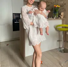 Ropa a juego para madre e hija, vestido de encaje Floral, minivestido de fiesta para niña bebé, 1 ud.