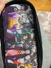Anime demonio asesino Kimetsu No Yaiba lona monedero lápiz caso maquillaje bolsa de lápiz papelería bolsa de dibujos animados caja de lápiz