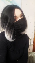 Feilimei-peluca recta con corte Bob de 160g, pelo sintético para Cosplay, afroamericano, Azul, Gris, Rubio, negro, Morado, color ombré