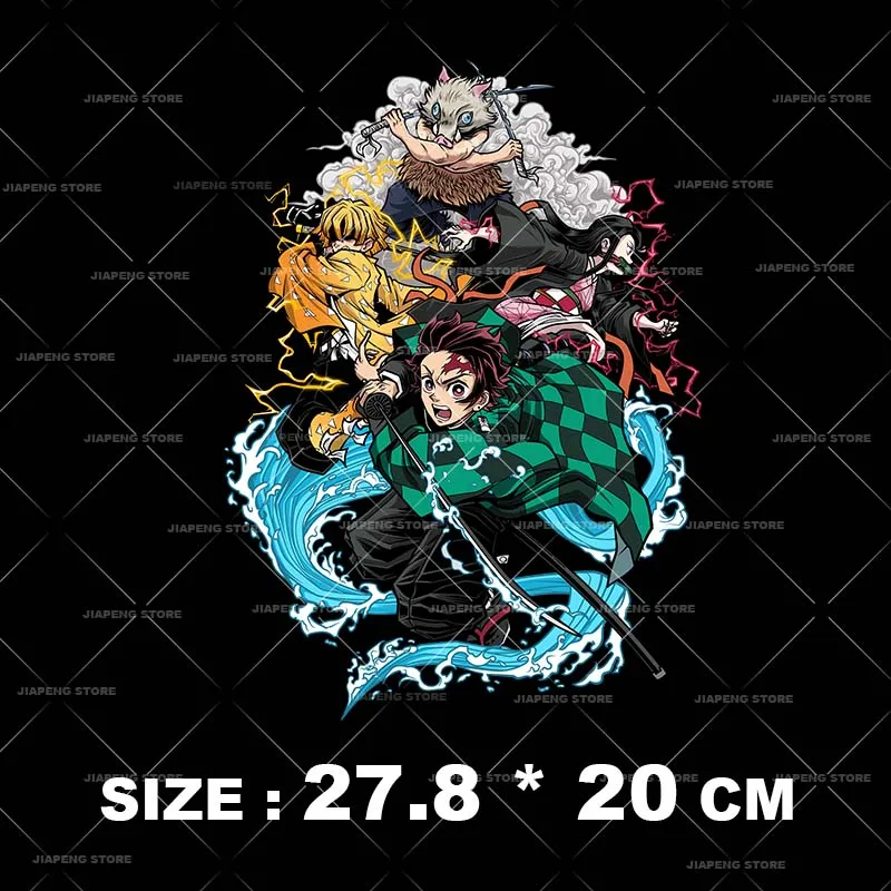 Anime Demon Slayer Patches Iron On Heat Transfers For Clothes Nezuko Washable Thermal Transfers Sticker On T-shirt Applique DIY 