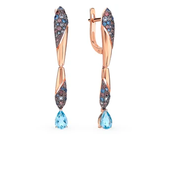 

Gold earrings with Topaz and cubic zirconia sunlight