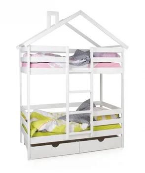 

Bed-house Scandi hut двухъярусная with side and drawers