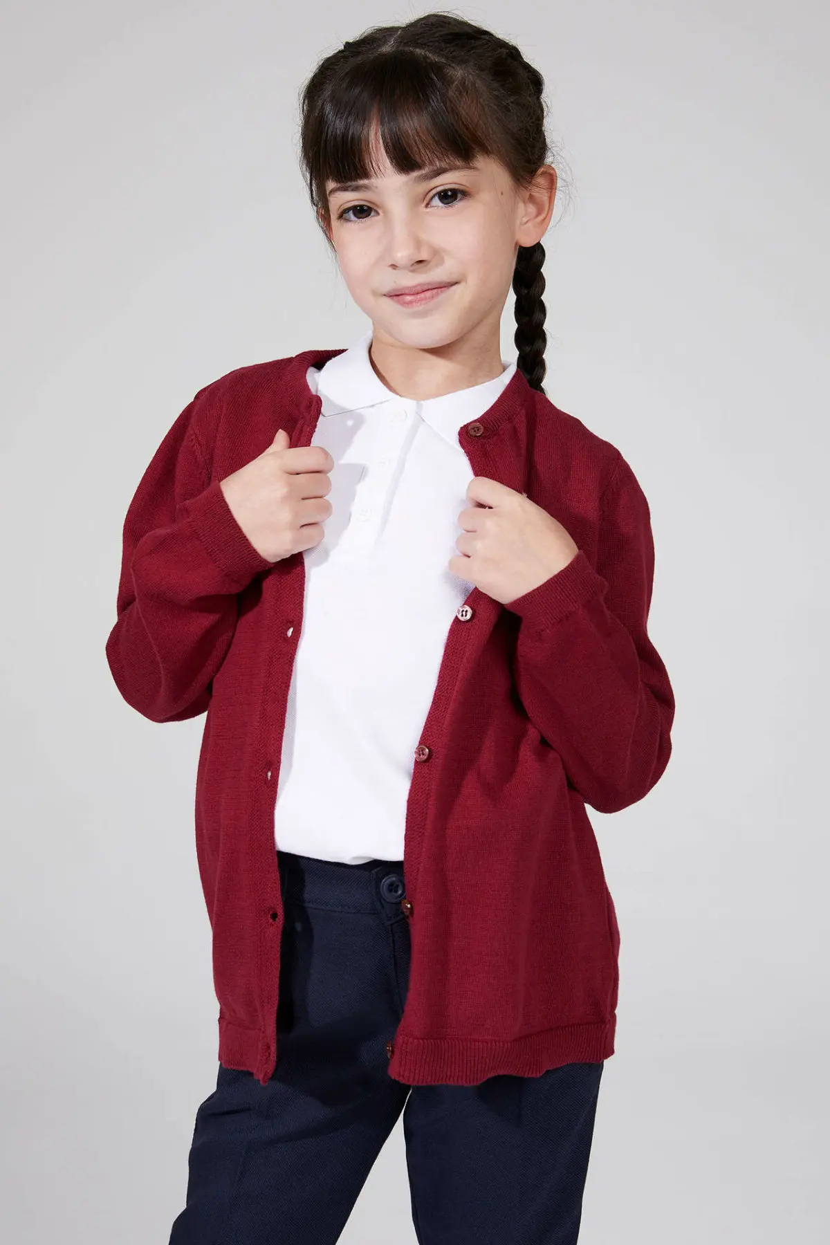 

DeFacto Girls Casual Knitted Cardigan Kids Pure Color Long Sleeves High Quality Autumn Leisure Coat Girl Clothes - K9026A619AU