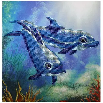 

B-0110 bead embroidery set 'бисеринка' 'дельфины' 19,5*19,5 cm