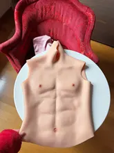 KnowU-Pecho masculino artificial de silicona, accesorio con cuello alto y vientre con músculos marcados para cosplay