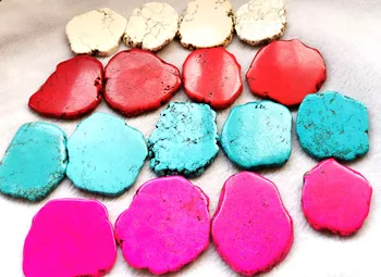 

Wholesael 10pcs Turquoise Marble Slab freeform Veins flat nuggets stone in red ,white,fuchsia,black,blue,green stone