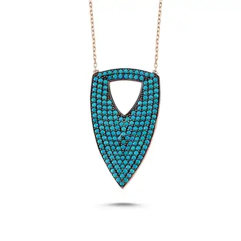 

925 Sterling Silver Necklace Jewelry Nano Blue Zircon Stone Stylish Women Gift Quality Jewelryes from Turkey