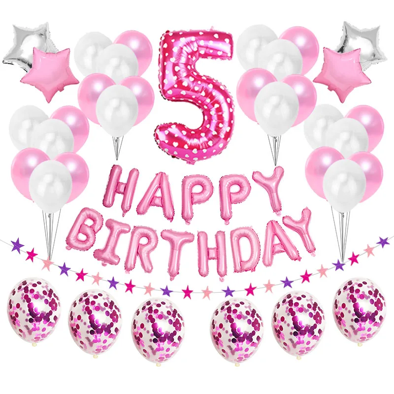 37pcs 1st 1 2 3 4 5 6 7 8 9 10 18 21st 30 40 50 Years Happy Birthday Number Balloons Set Party Decorations Kids Girl Adult Woman Ballons Accessories Aliexpress