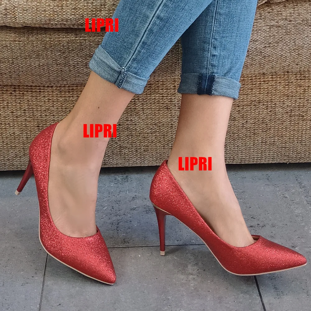 Lipri Low Heel Shoes Women For Party Red Color Fine Tip Ideal Autumn