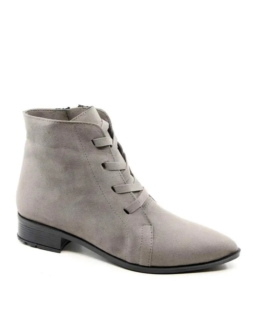 

Mosimoso Women's Ankle Height Boot Lockie Gray Suede Zipper Lace-up Pointed Toe Women Boots