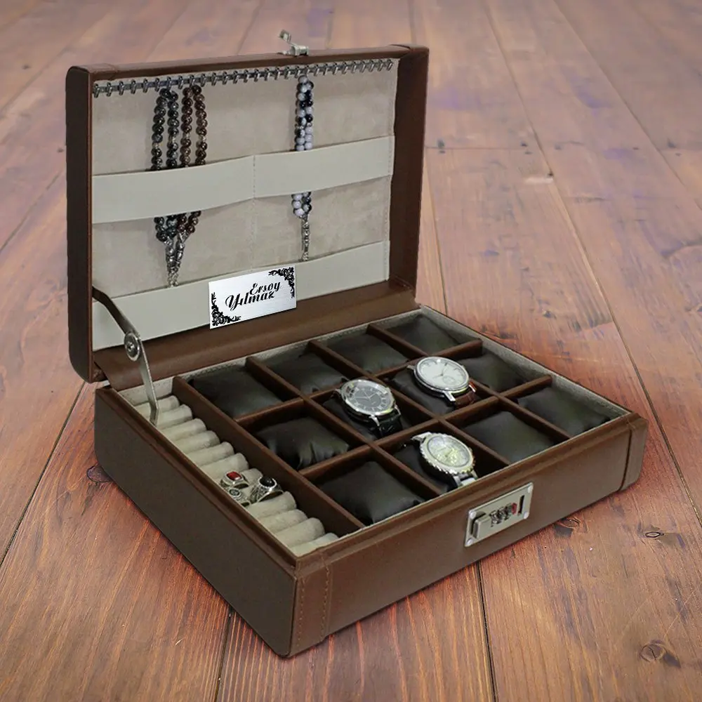 

Personalized Is Luxury Pu-Leather 12'li Clock & Accessory Box