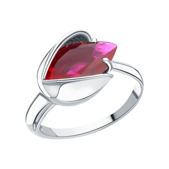 

Silver ring with rubies synthetic sunlight sample 925