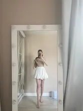 Surmiitro-Falda corta de gasa blanca y negra para mujer, Falda corta Coreana de cintura alta, plisada, Mini, estética, para verano, 2021