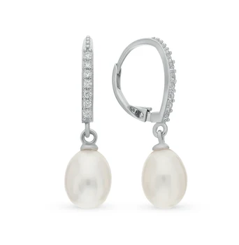 

Silver earrings with cubic zirconia and pearls sunlight sample 925