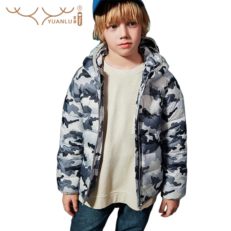 

Зимний Детский Теплый пуховой жилет YuanLu, детская верхняя одежда, ветрозащитные куртки с капюшоном для мальчиков и девочек