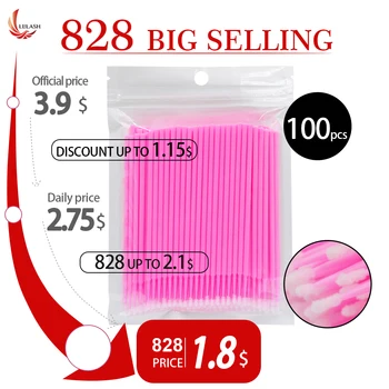 

100Pcs Disposable Eyelash Cotton Swab Micro Brushes Eyelashes Extension Cleaning Sticks Brushes for Eyes Mascara Remove Makeup