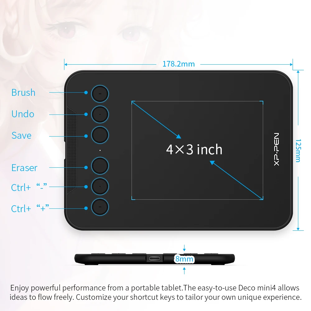 XP PEN Deco mini4 цифровой графический планшет USB 8192 уровней Android Mac Windows Signature Online