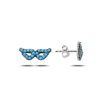 

Silver 925 Sterling Nano Turquoise Gemstone Wing Earrings