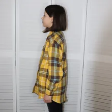 Plaid Shirt Tops Long-Sleeve Office Women Coat Loose Ladies Karsany And