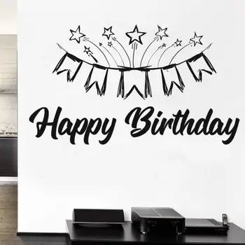 

Happy Birthday With Banner Sticker Wall Sticker Decal For Home And Birthday Event Hall Decoration A001668