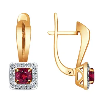 

Sokolov gold drop earrings with stones with diamonds and rubies, fashion jewelry, 585, women's male, long earrings