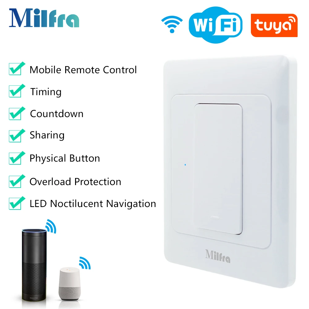 

Remote Light Switch for LED Bulbs Incandescent Lamps US AU Standard,one gang,two three gangs,Alexa Google Home TUYA APP Control