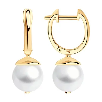 

Sokolov drop earrings with stones in gold with pearls, fashion jewelry, 585, women's male, long earrings