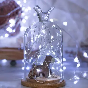 

Garland strand "dew", 2 M, cord silver color 20 led white cold diode (mini), battery powered, сверхъяркий diode