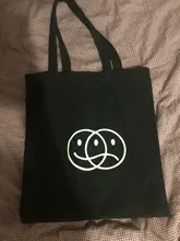 Bolso de tela de algodón con estampado de letras para mujer, bolsa de hombro reutilizable con dibujo Kawaii Harajuku, bolso de lona Kpop para mujer