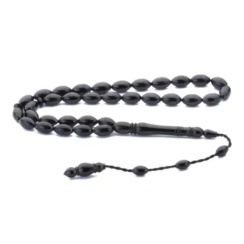 

Masterwork Barley Cut Jet Rosary (Tasbih) Fashion Turkish Premium Quality Handmade Jawelery