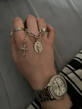 FFLACELL 2020 nueva moda Metal Cruz estilo Punk de una pieza cadena anillo abierto hombres y mujeres regalo de joyas de fiesta