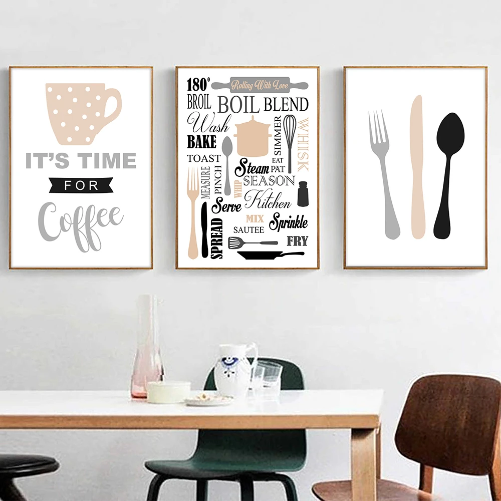 Wanorde Kaarsen zakdoek Moderne Keuken Cafe Decor Koffie Kopjes Bestek Poster Lijn Tekening Muur  Art Canvas Schilderen Muur Pictures Home Decoratie| | - AliExpress