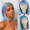Red Bob Lace Front Human Hair Wigs 13X4 Blonde Pink Blue Grey Green Orange Ginger Colored Short Bob Lace Frontal Wig Closure Wig 1
