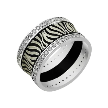 

Silver 925 Sterling Laser Pattern Zircon Stone Wedding Ring