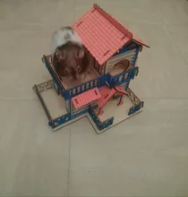 Hamster Hideout Wooden Hut Small Animals Double Layer Villa Rat Room House Cage 50JD
