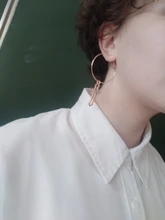 Cruz hueca-pendientes colgantes de Metal, joyería, Pendientes de gota geométricos, Harajuku, AXYD